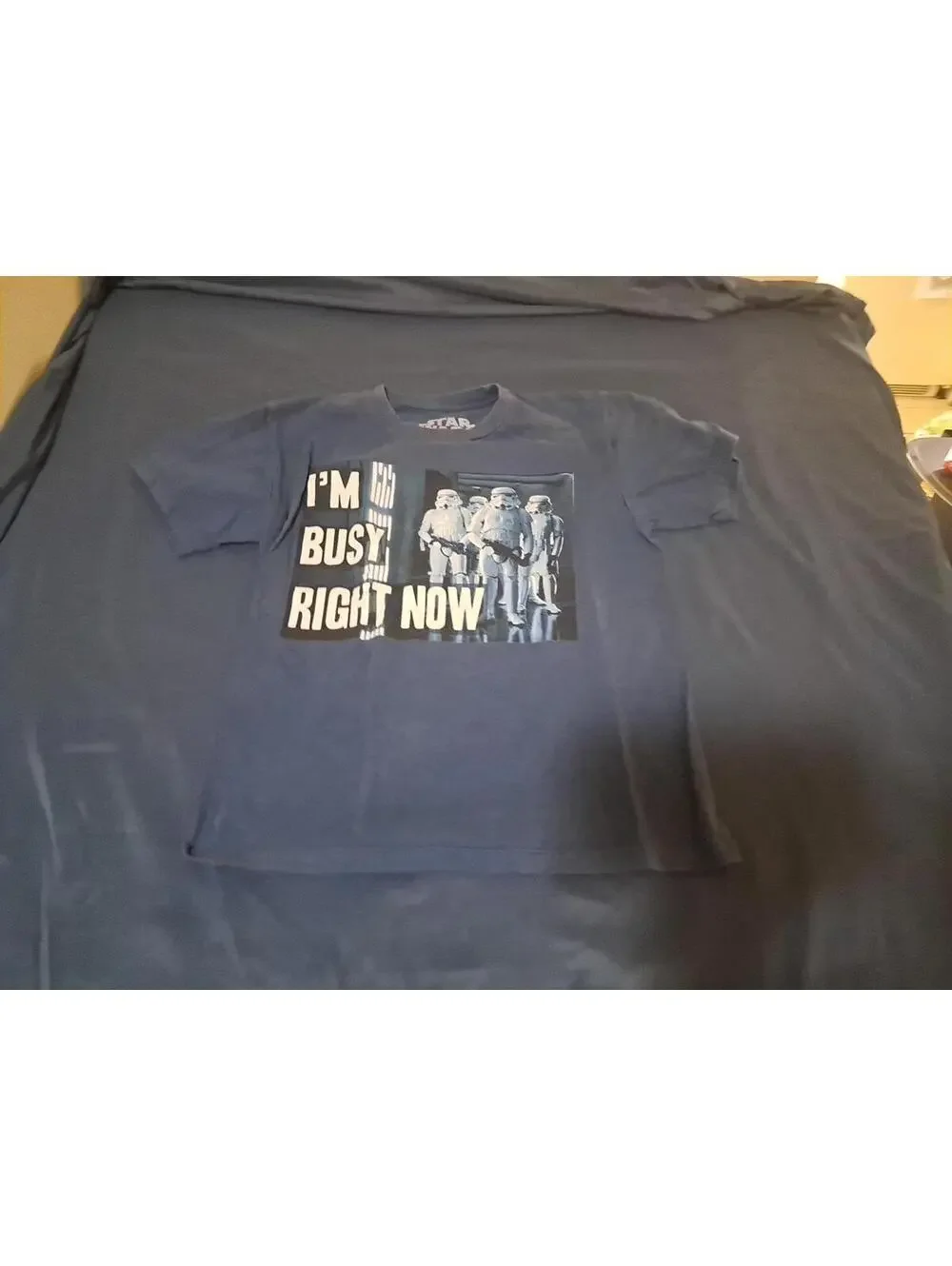 Star Wars Boys Small Im Busy Right‎ Now T-Shirt Blue
